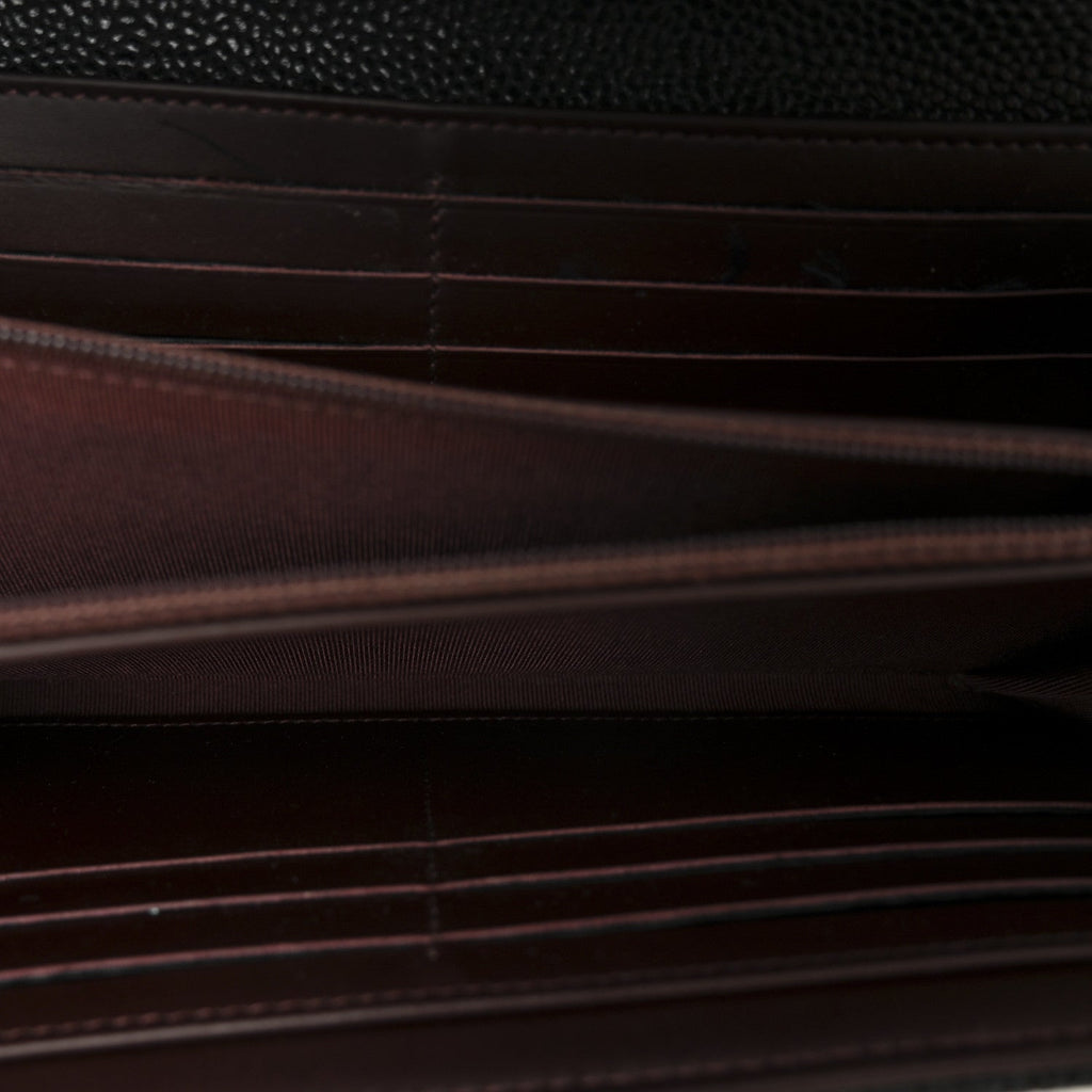 Caviar Quilted Large Gusset Flap Wallet Black