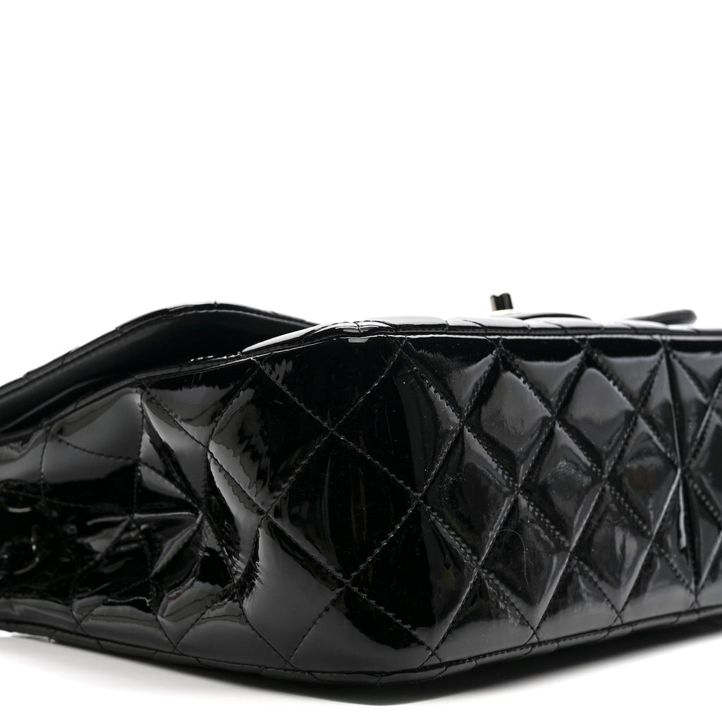 Chanel Patent Quilted Jumbo Double Flap Black