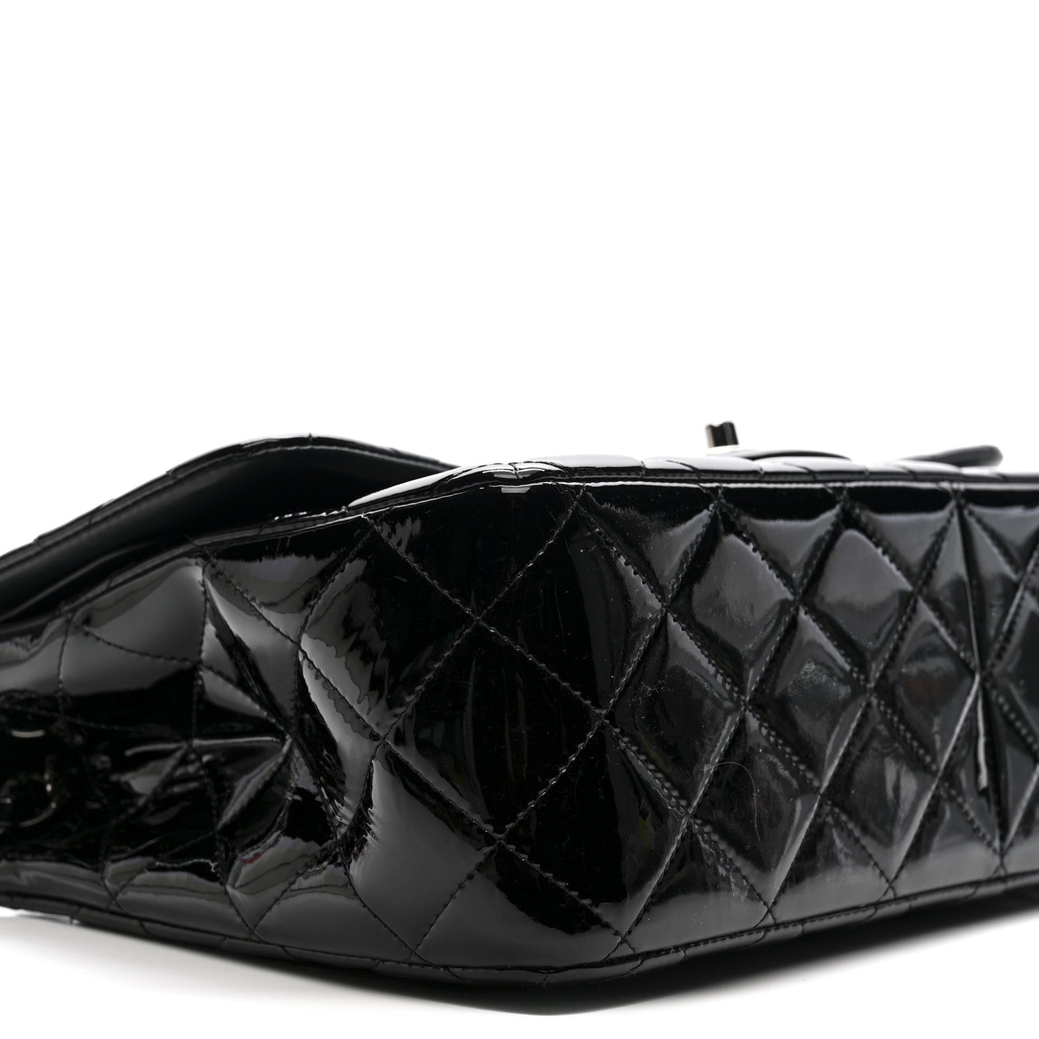Chanel Patent Quilted Jumbo Double Flap Black