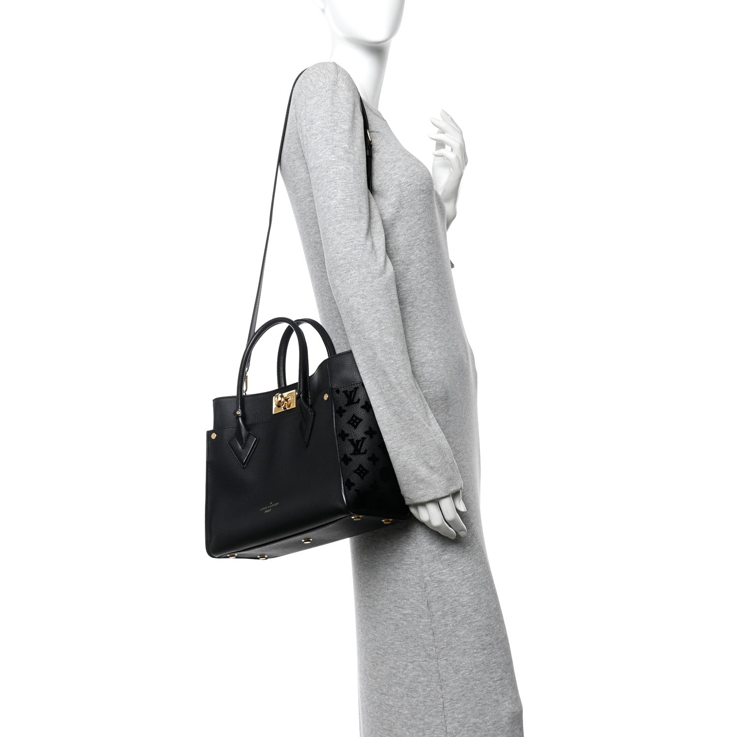Louis Vuitton Calfskin Monogram Tufting On My Side Black
