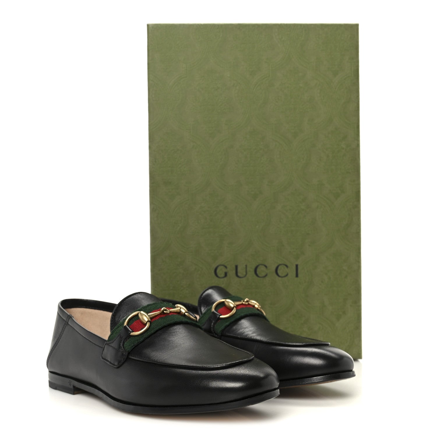 Gucci Malaga Kid Web Womens Horsebit Loafers 35 Black
