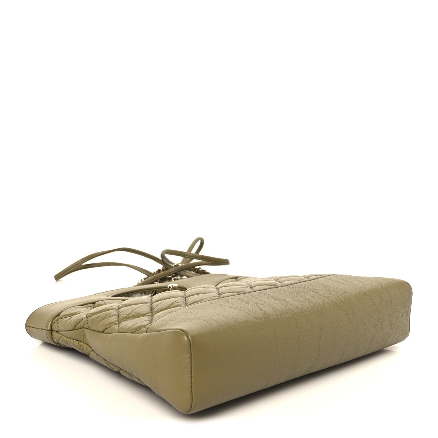 Chanel Shiny Crumpled Calfskin Quilted Mini 31 Shopping Bag Khaki