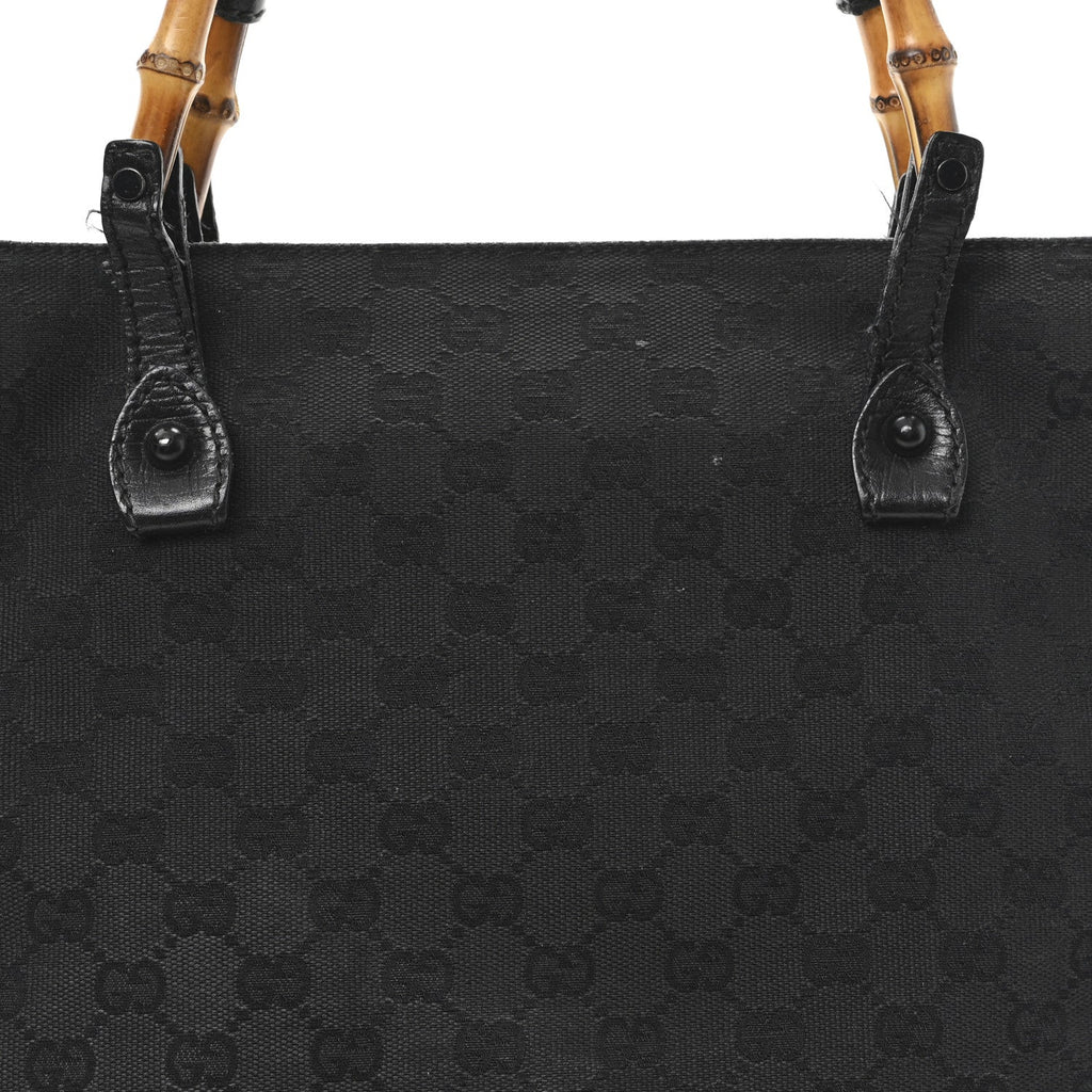 Gucci Monogram Bamboo Handle Bag Black