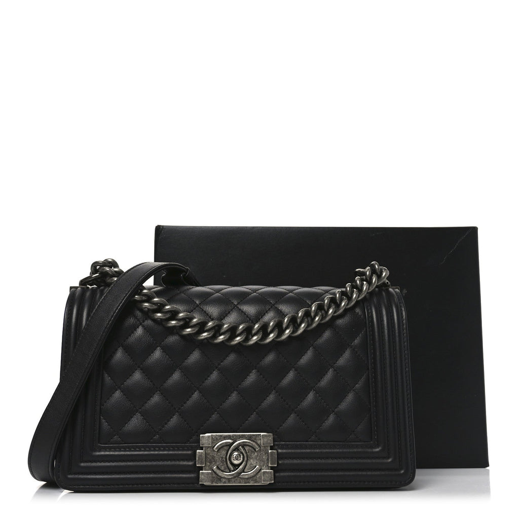 Chanel Calfskin Quilted Medium Boy Flap Black