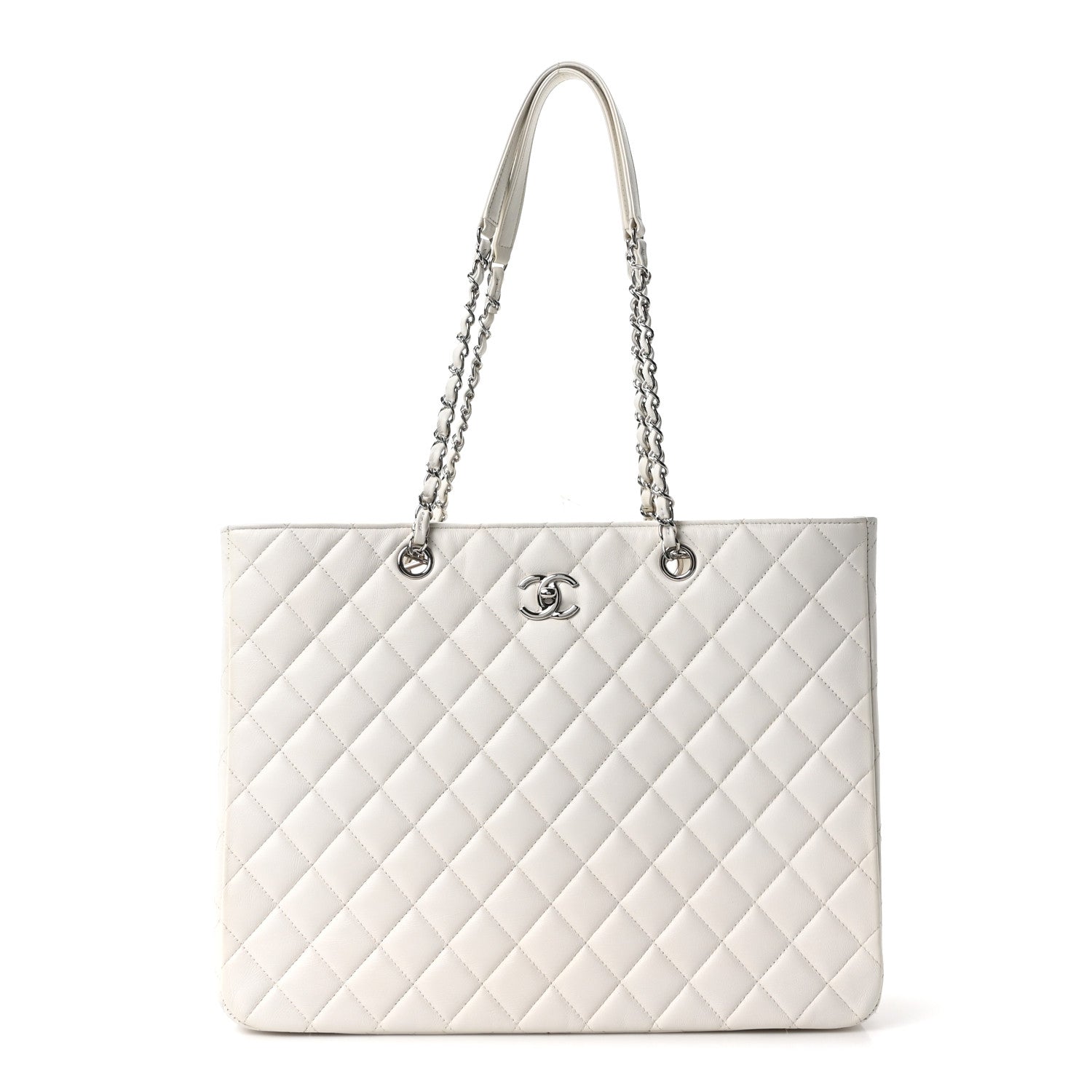 Chanel Calfskin Quilted Large Classic Shopping Tote White