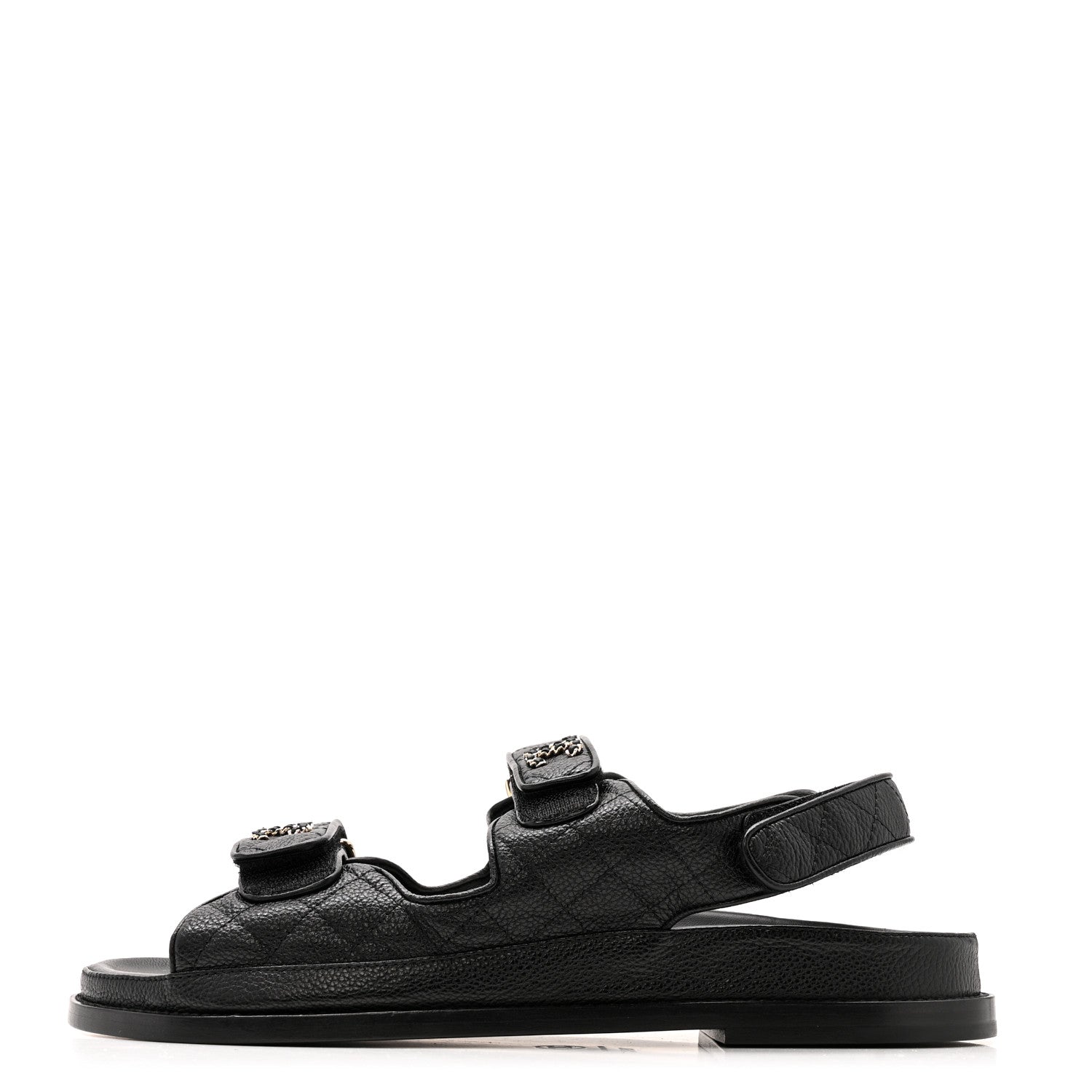Grained Calfskin Velcro Dad Sandals 39.5 Black