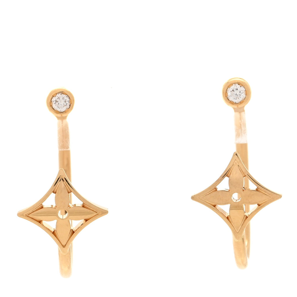 Louis Vuitton 18K Yellow Gold Diamond Small Idylle Blossom Hoop Earrings