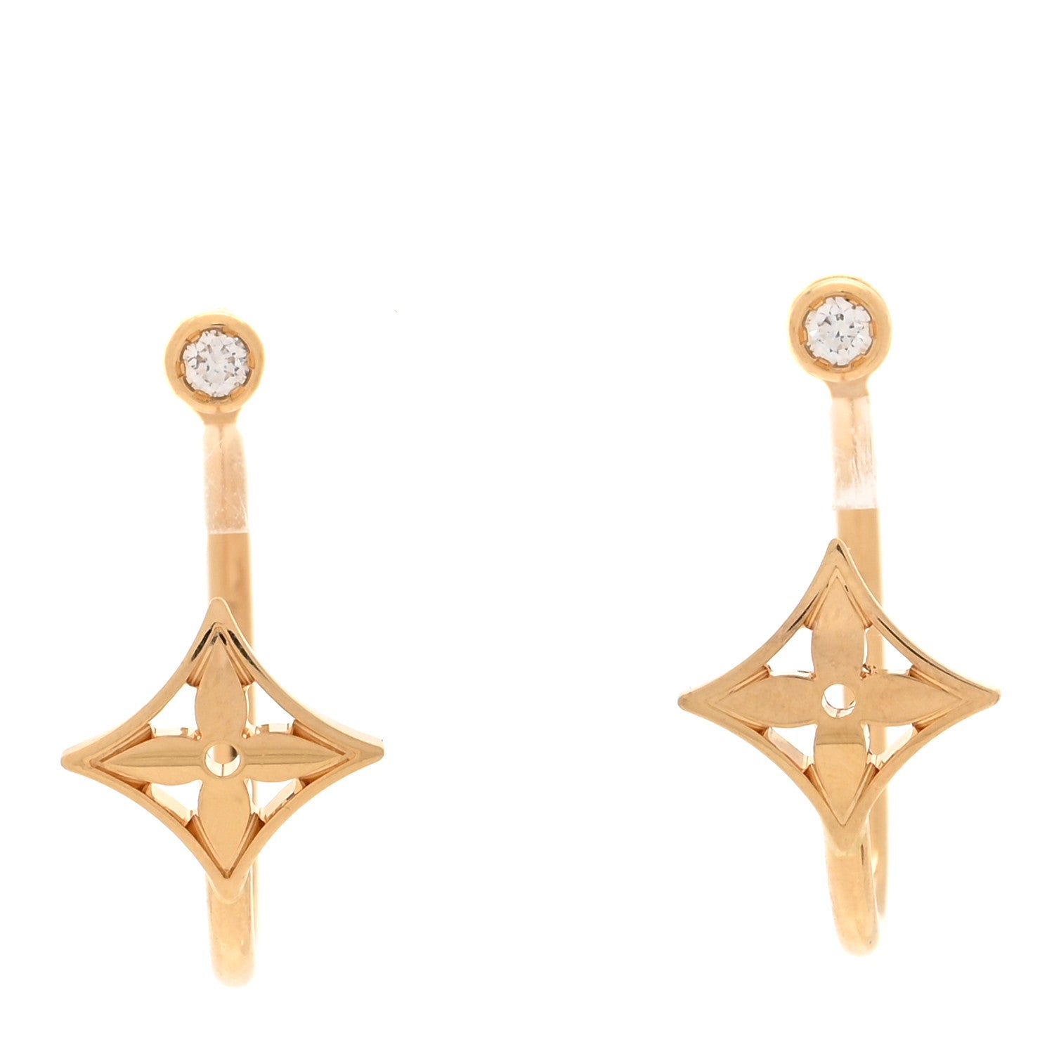 Louis Vuitton 18K Yellow Gold Diamond Small Idylle Blossom Hoop Earrings