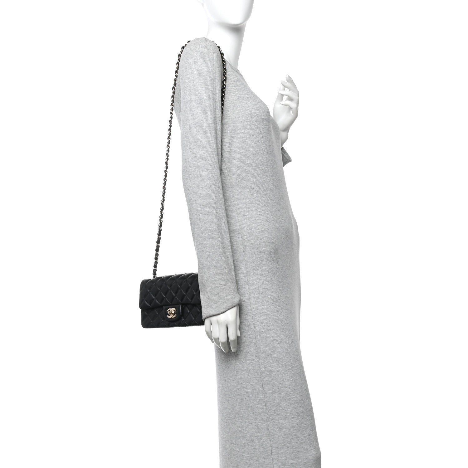 Chanel Lambskin Quilted Mini Rectangular Flap Black