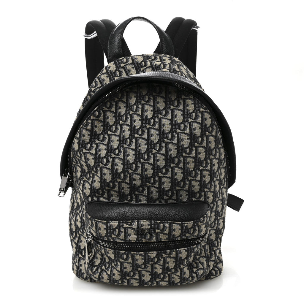 Christian Dior Oblique Calfskin Rider Kid's Backpack Beige Black