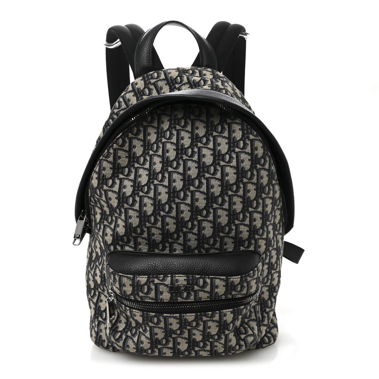 Christian Dior Oblique Calfskin Rider Kid's Backpack Beige Black