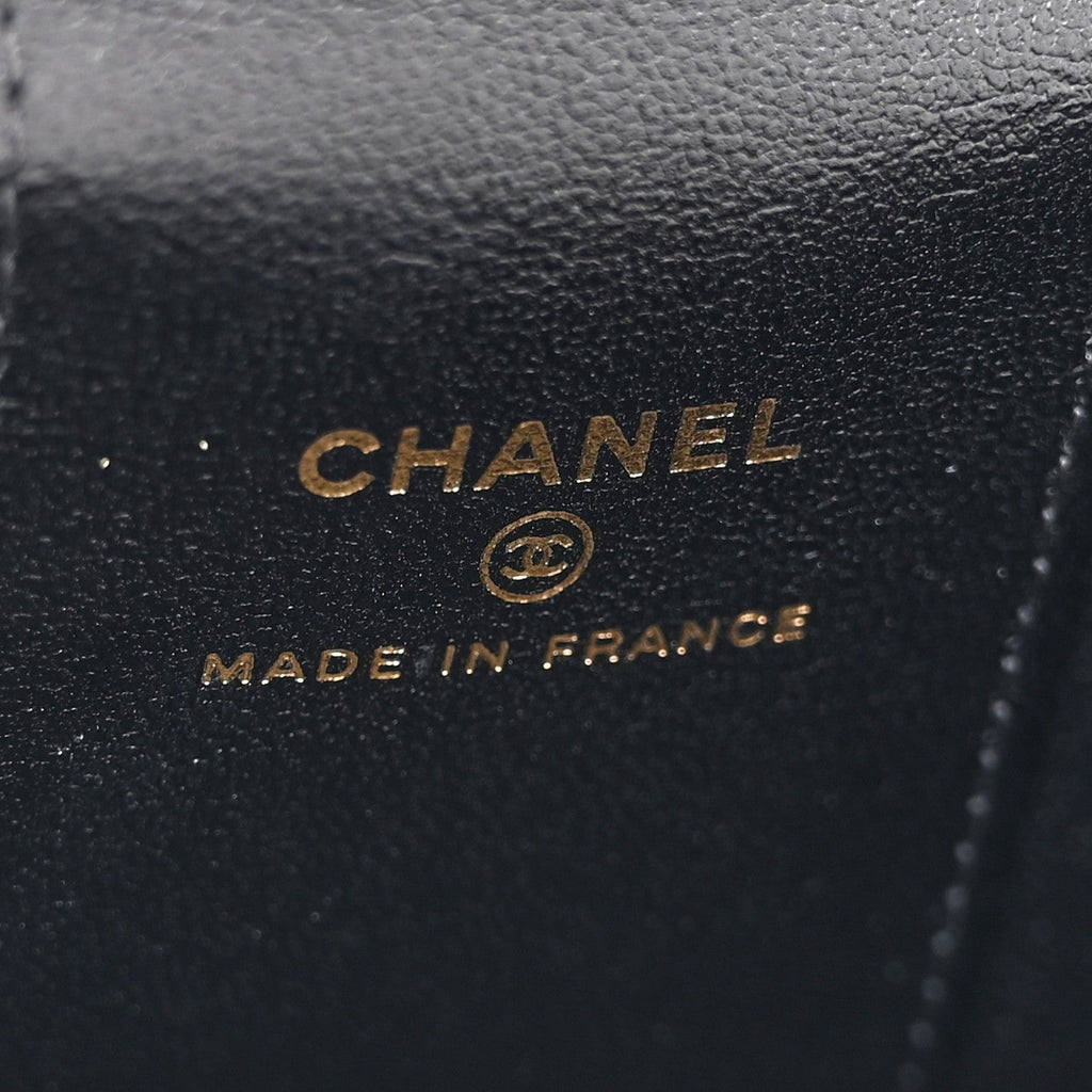Chanel Lambskin Quilted Enamel Coco Casino Mini Vanity Case With Chain Black
