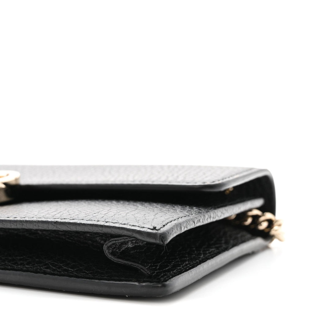 Gucci Dollar Calfskin Interlocking G Chain Wallet Black