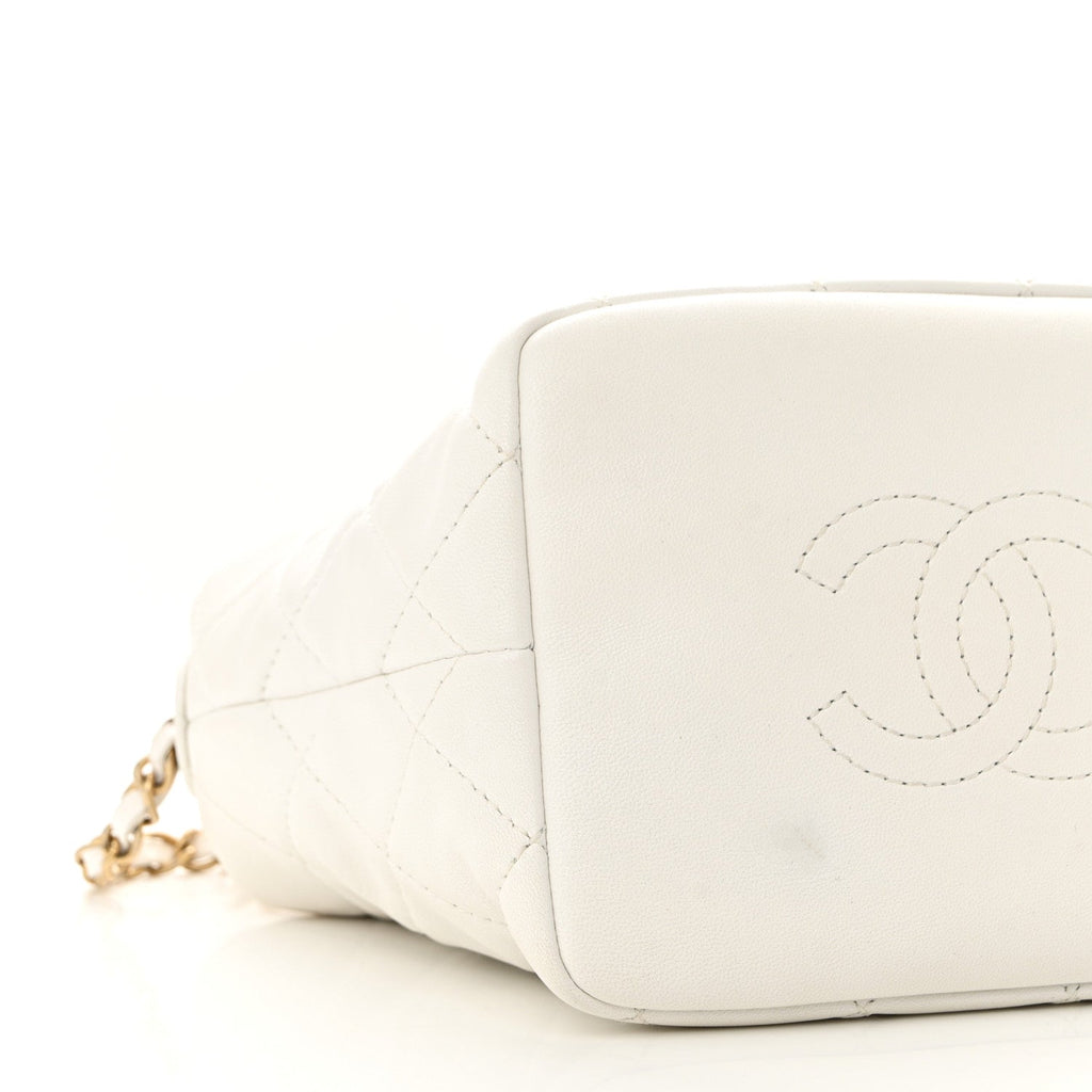 Chanel Lambskin Quilted Small Perfect Meeting Hobo White