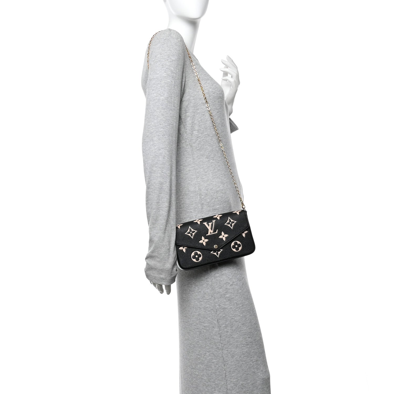 Louis Vuitton Empreinte Monogram Giant Felicie Pochette Black Beige