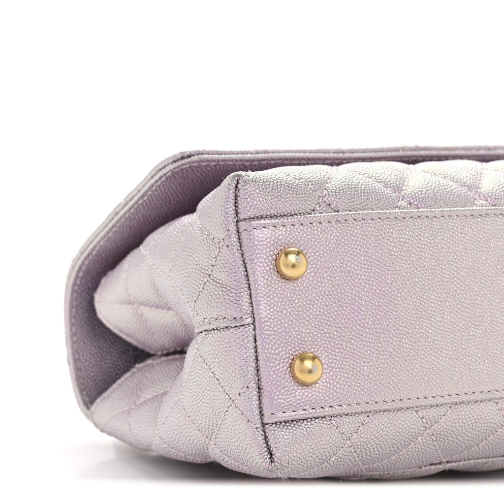 Chanel Metallic Caviar Quilted Mini Coco Handle Flap Light Pink
