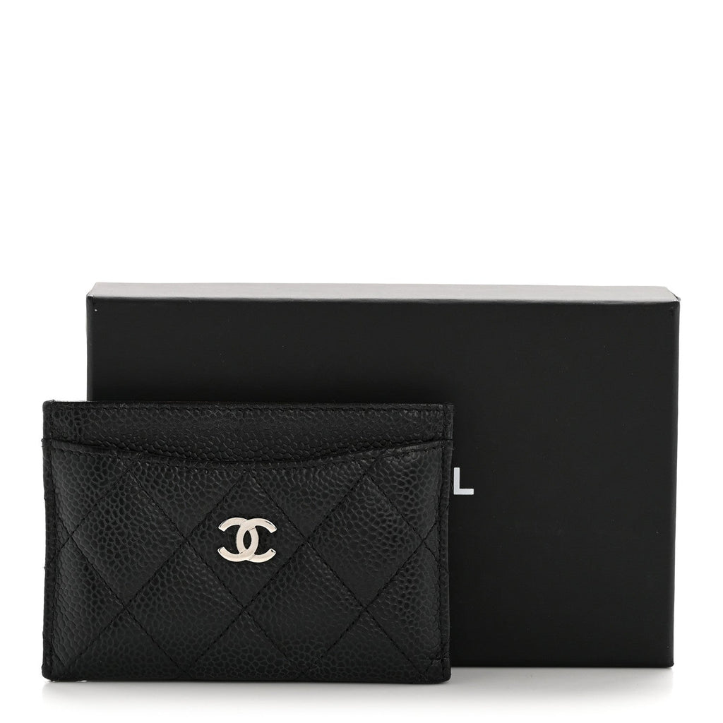 Caviar Quilted Card Holder Black