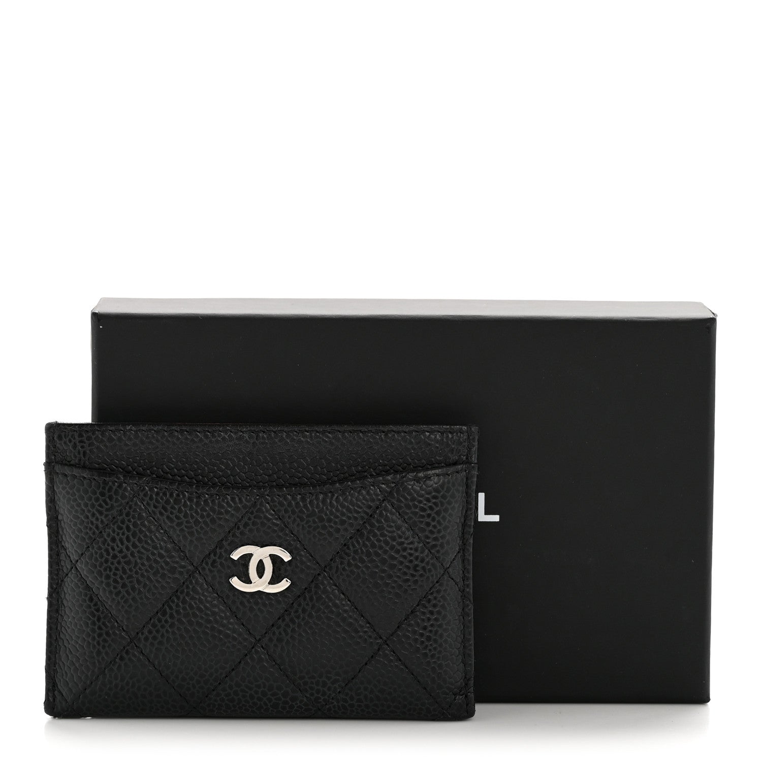 Caviar Quilted Card Holder Black