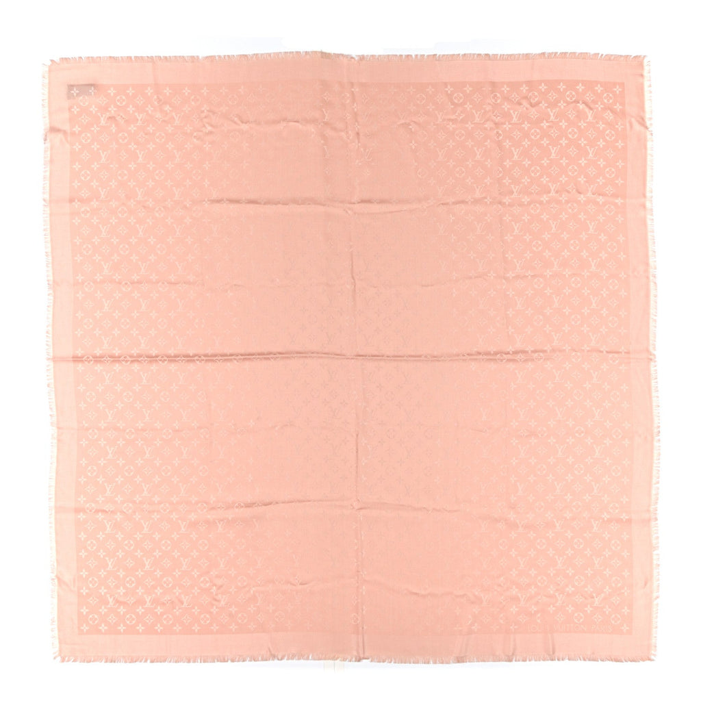 Louis Vuitton Silk Wool Monogram Shine Shawl Rose Velours