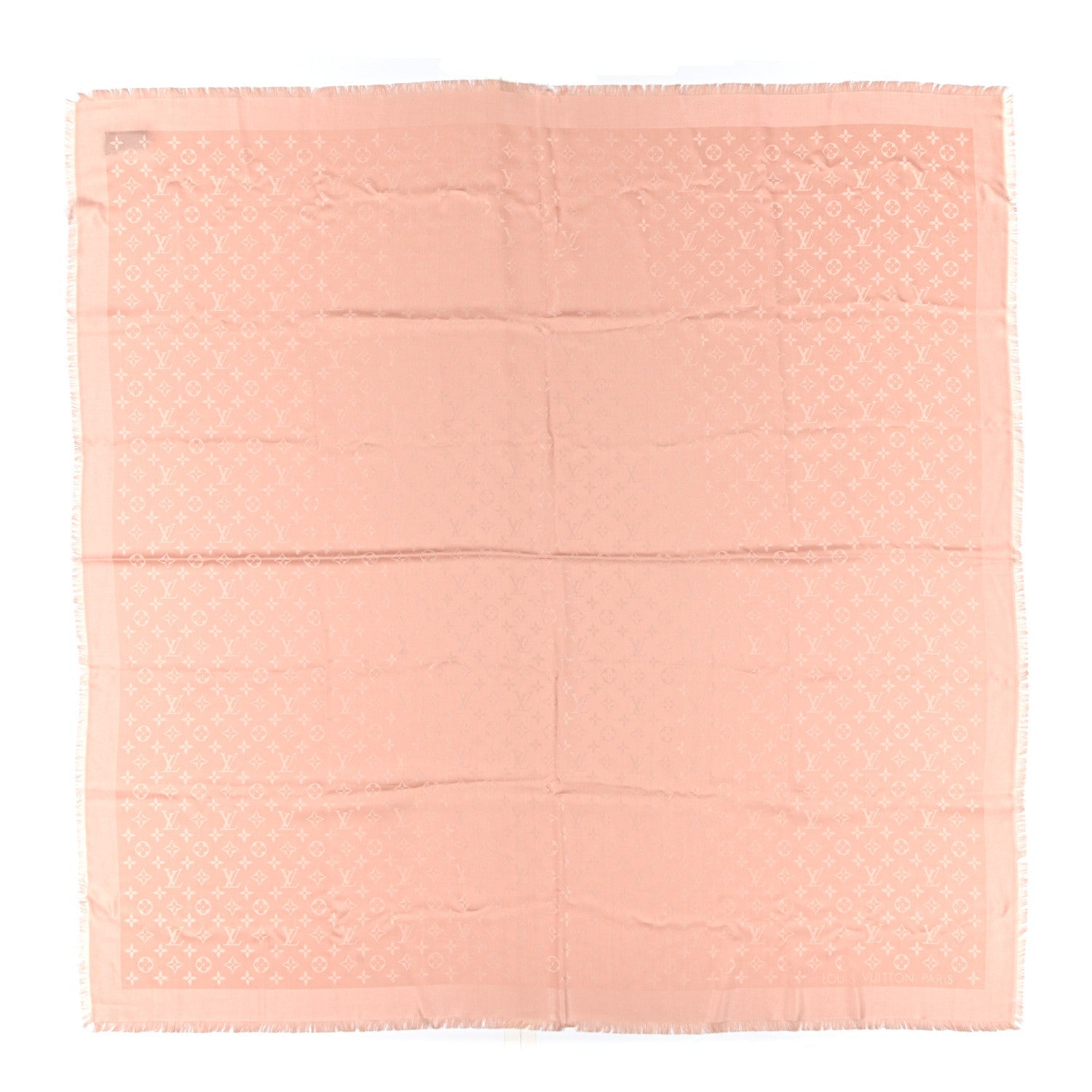 Louis Vuitton Silk Wool Monogram Shine Shawl Rose Velours