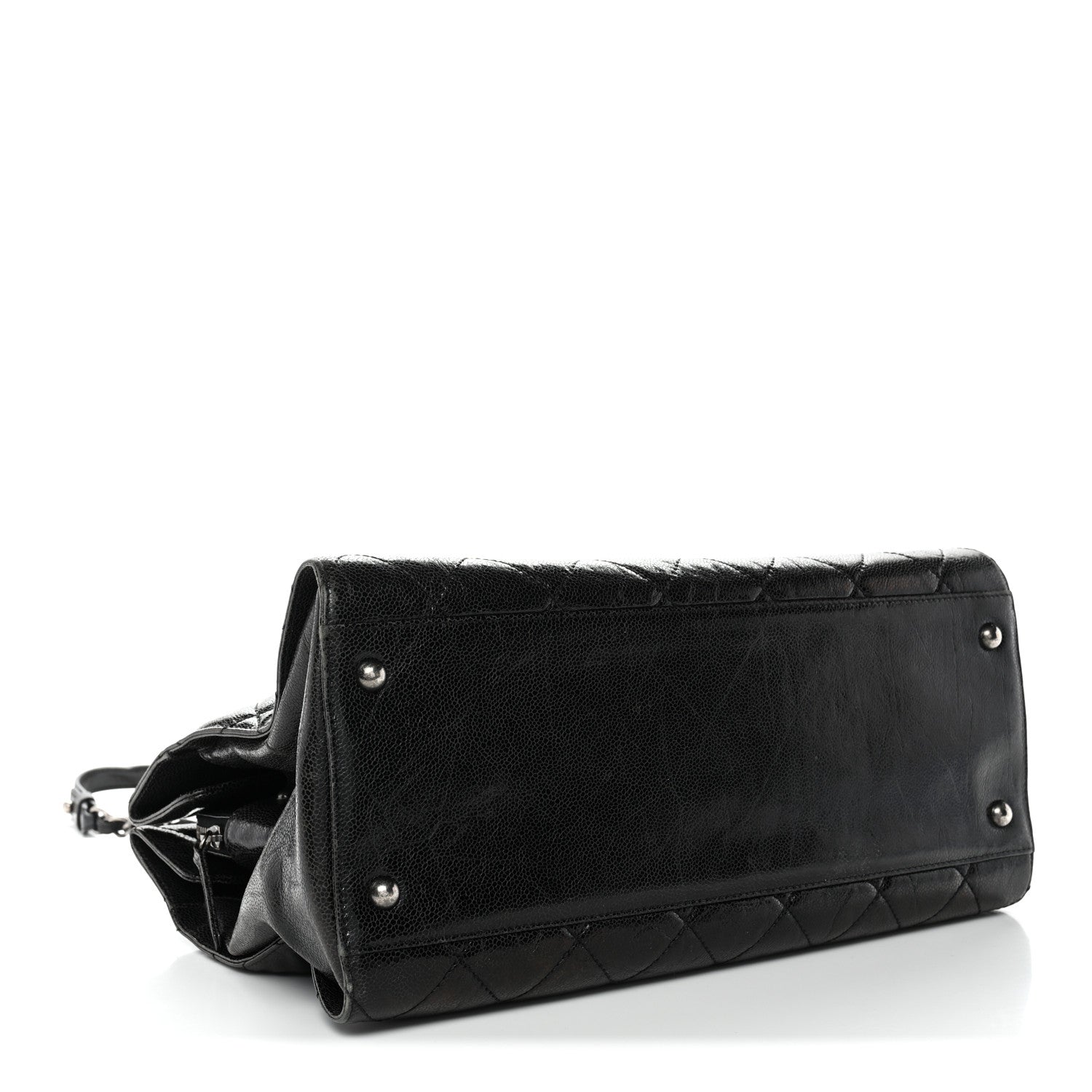 Chanel Crumpled Grained Calfskin Quilted CC Crave Tote Black