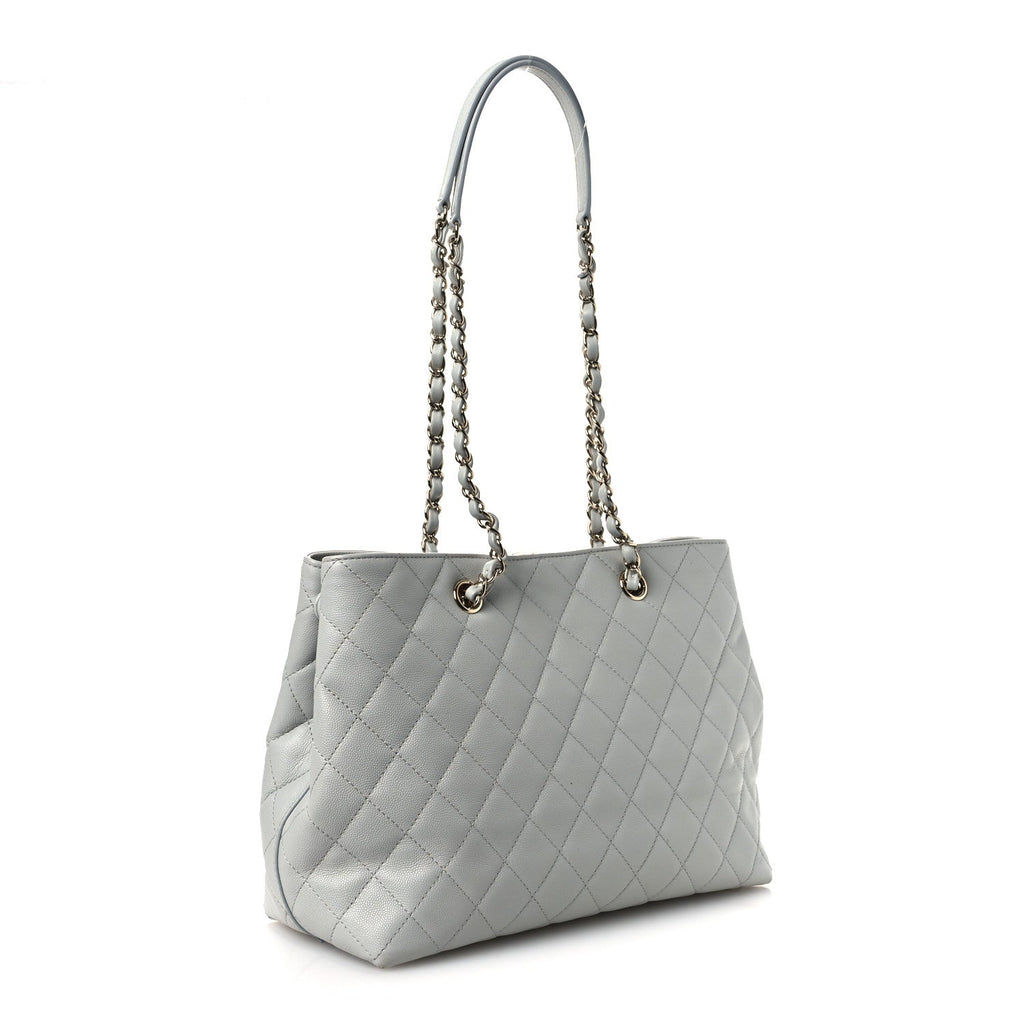 Chanel Caviar Quilted Shopping Tote Light Green
