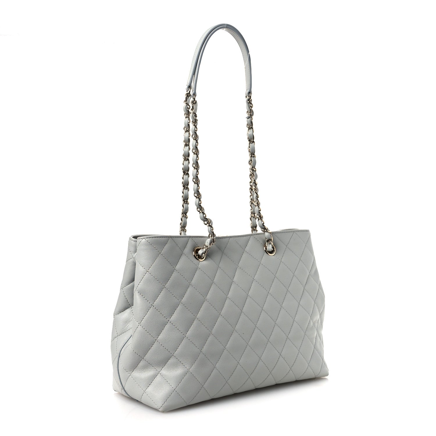 Chanel Caviar Quilted Shopping Tote Light Green