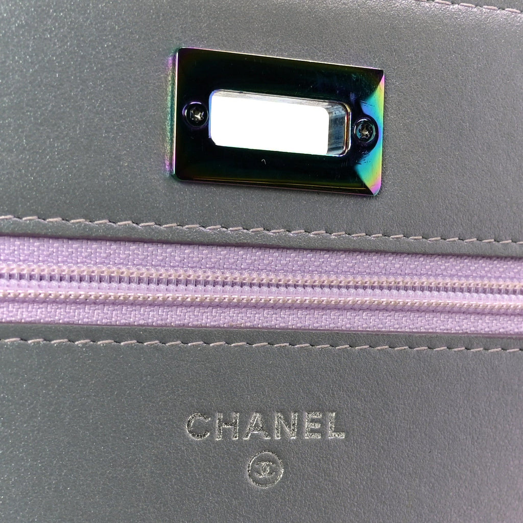Chanel Iridescent Lambskin Quilted Reissue Wallet On Chain WOC Light Purple