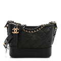 Chanel Aged Calfskin Quilted Small Gabrielle Hobo Black