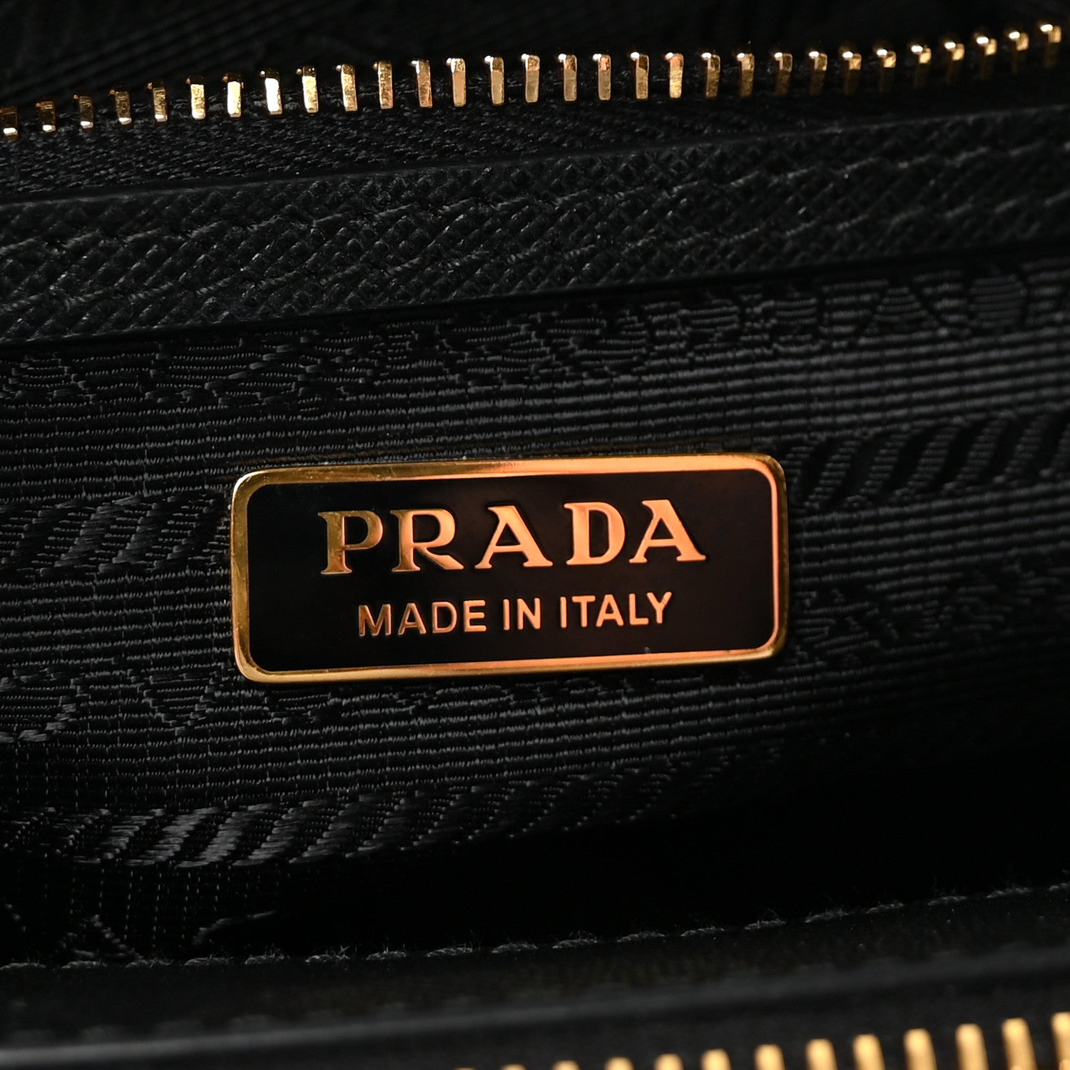 Prada Jacquard Saffiano Triangolo Symbole Embroidered Mini Galleria Double Zip Tote Black Corda