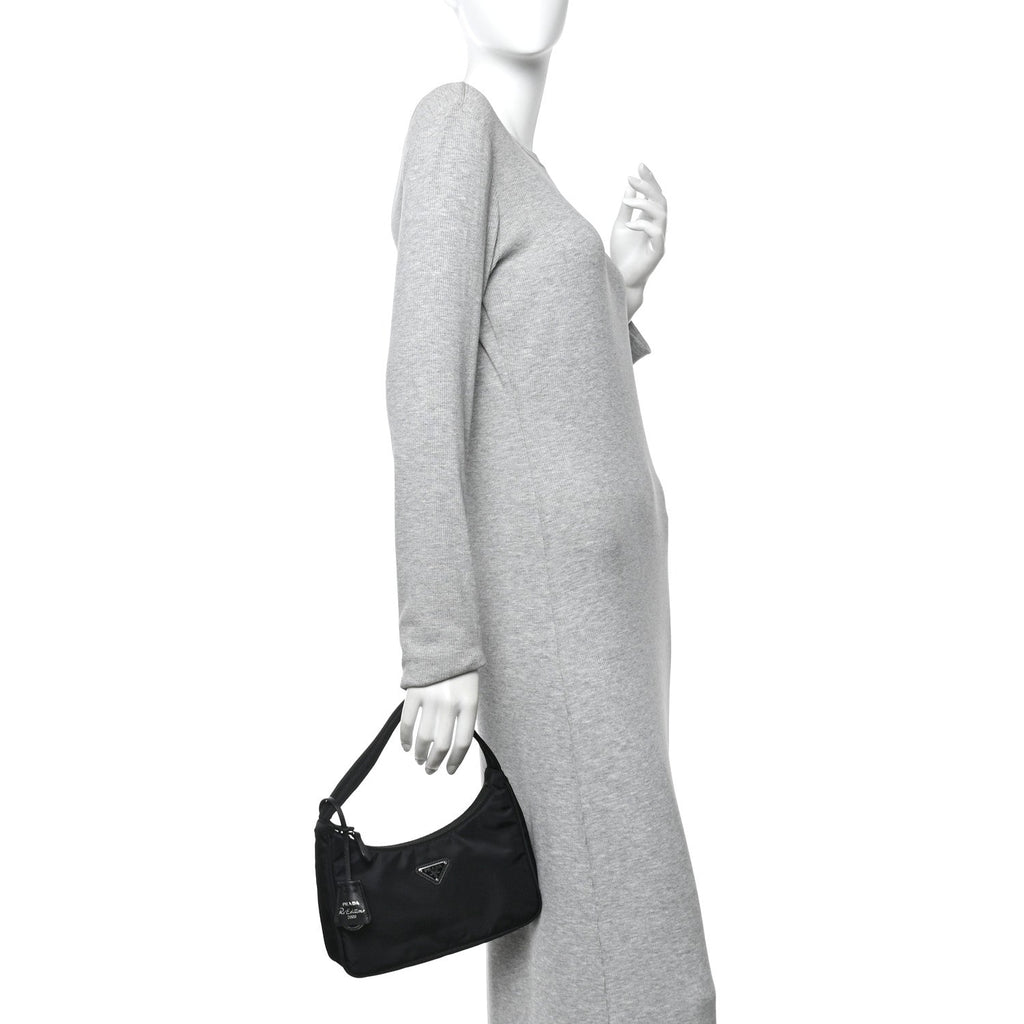 Prada Tessuto Nylon Mini Re-Edition 2000 Bag Black