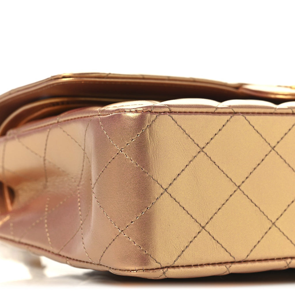Chanel Metallic Lambskin Quilted Medium Double Flap Golden