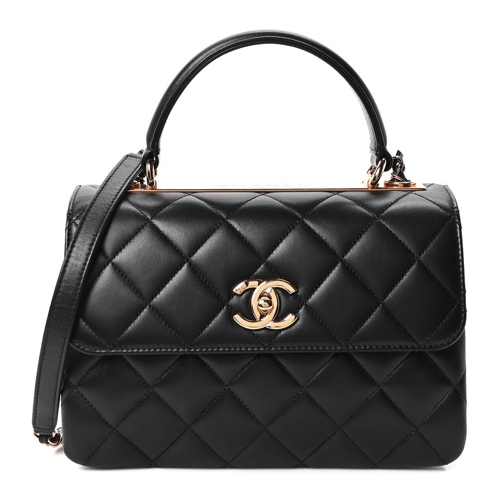 Chanel Lambskin Quilted Small Trendy CC Dual Handle Flap Bag Black