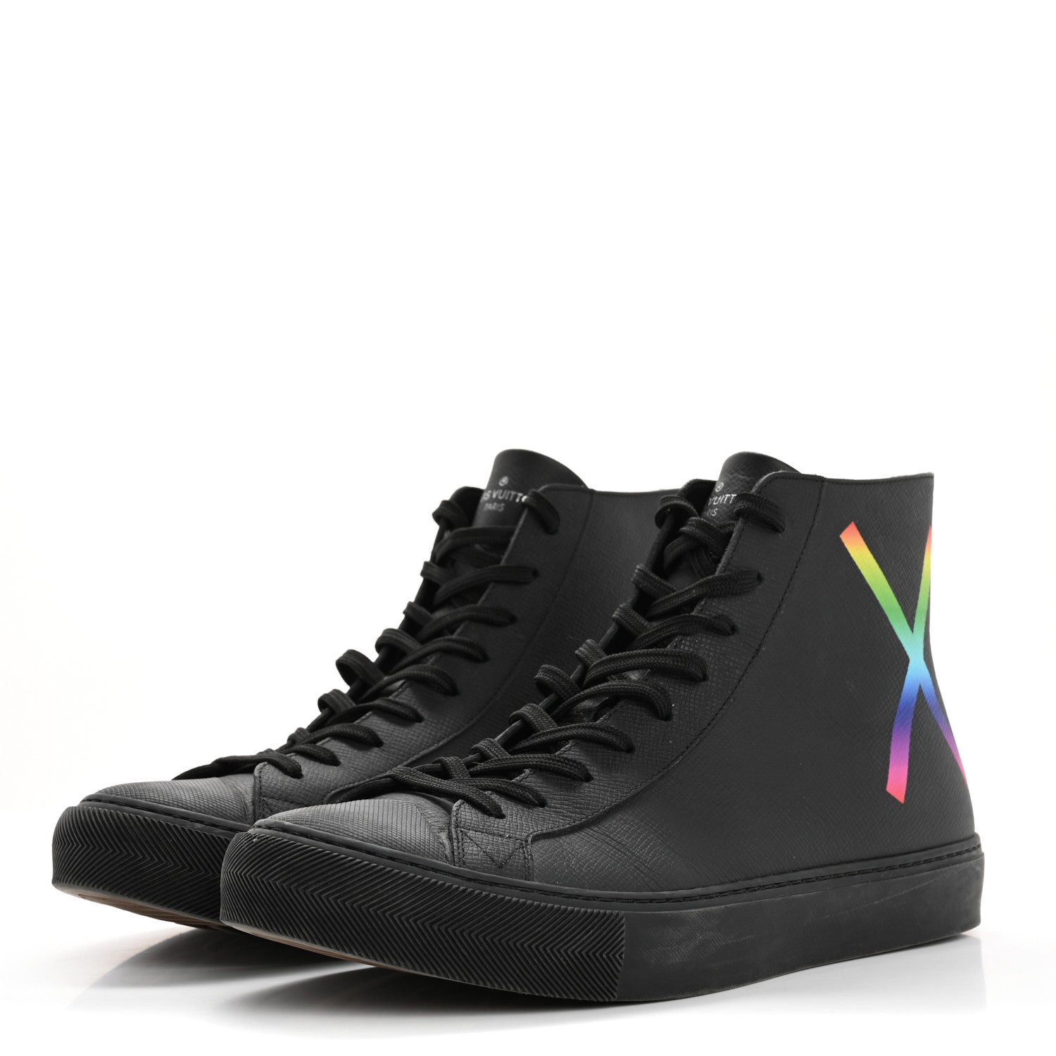 Louis Vuitton Calfskin LV Tattoo Sneaker Boots 8 Black