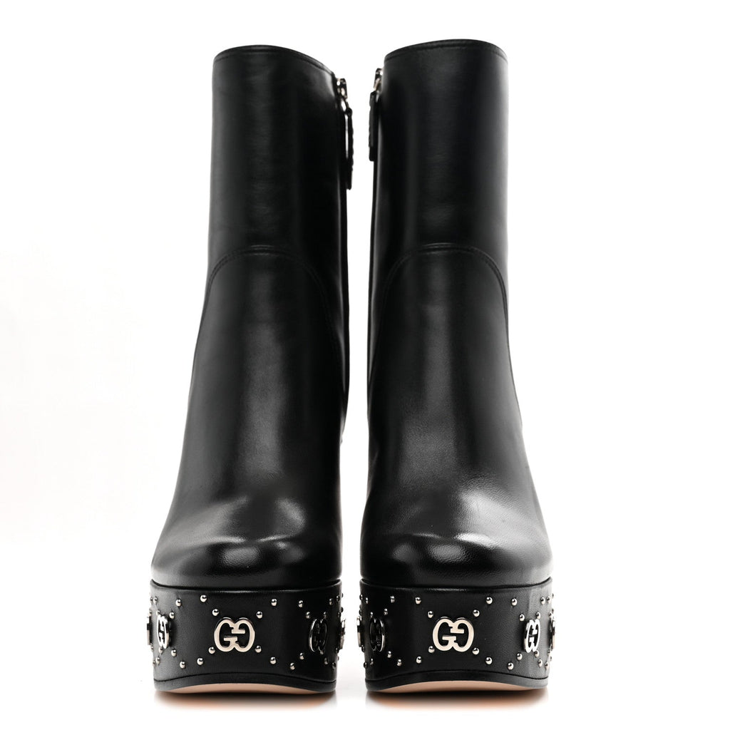 Gucci Nappa Platform Charlotte Ankle Boots 36 Black
