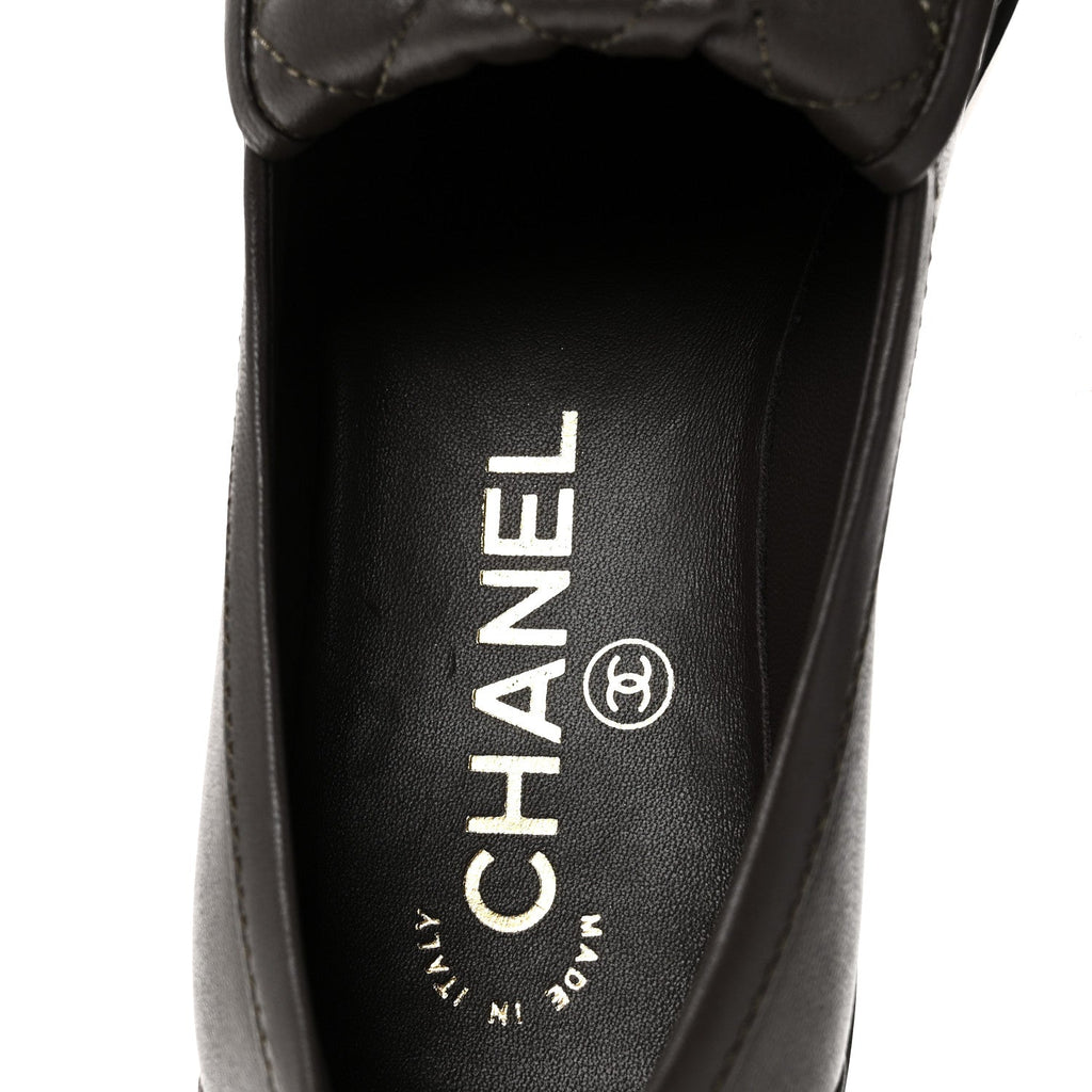 Lambskin Quilted CC Turnlock Loafers 37 Dark Brown