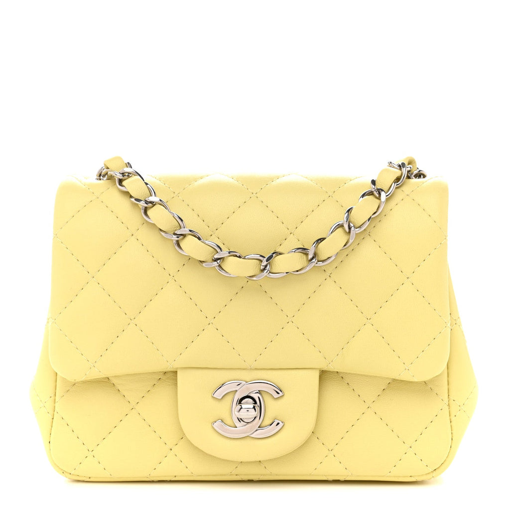 Chanel Lambskin Quilted Mini Square Flap Yellow