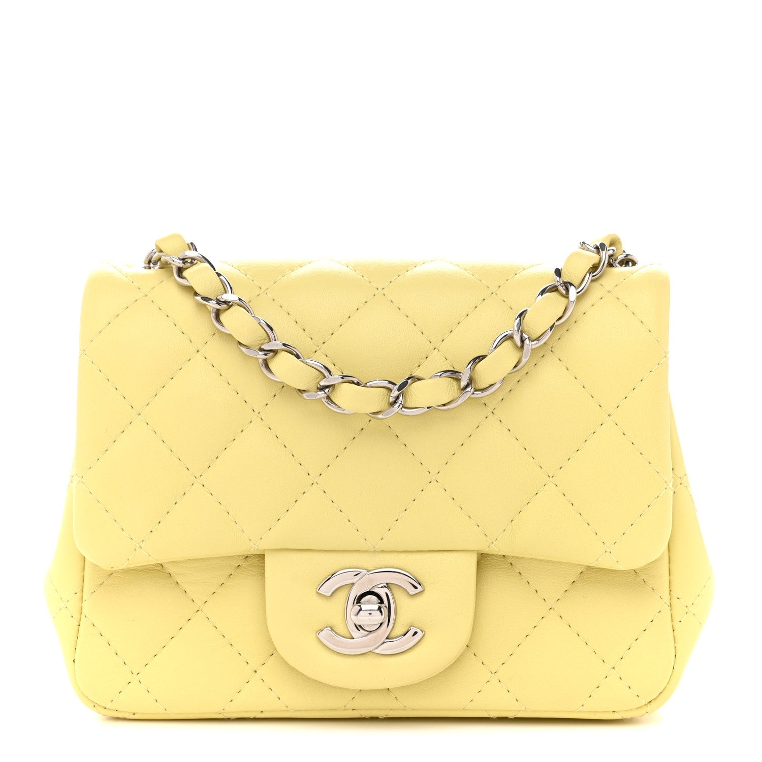 Chanel Lambskin Quilted Mini Square Flap Yellow