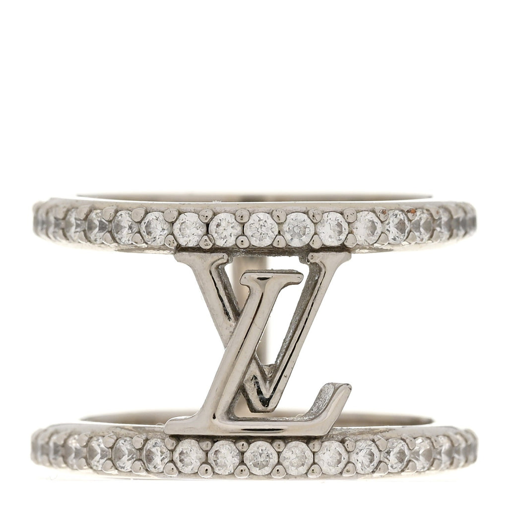 Louis Vuitton Metal Crystal LV Iconic Ring S Palladium