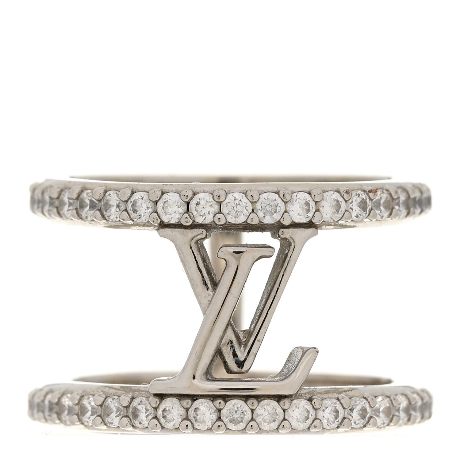 Louis Vuitton Metal Crystal LV Iconic Ring S Palladium
