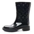 Louis Vuitton Rubber Embossed Monogram Drops Flat Half Boots 38 Black