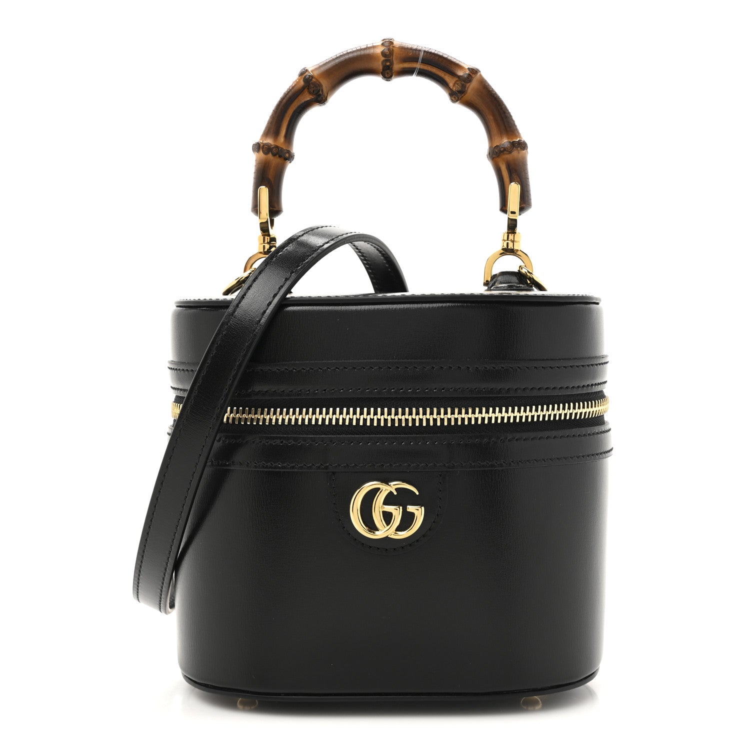 Gucci Calfskin Mini Bamboo Top Handle Shoulder Bag Black