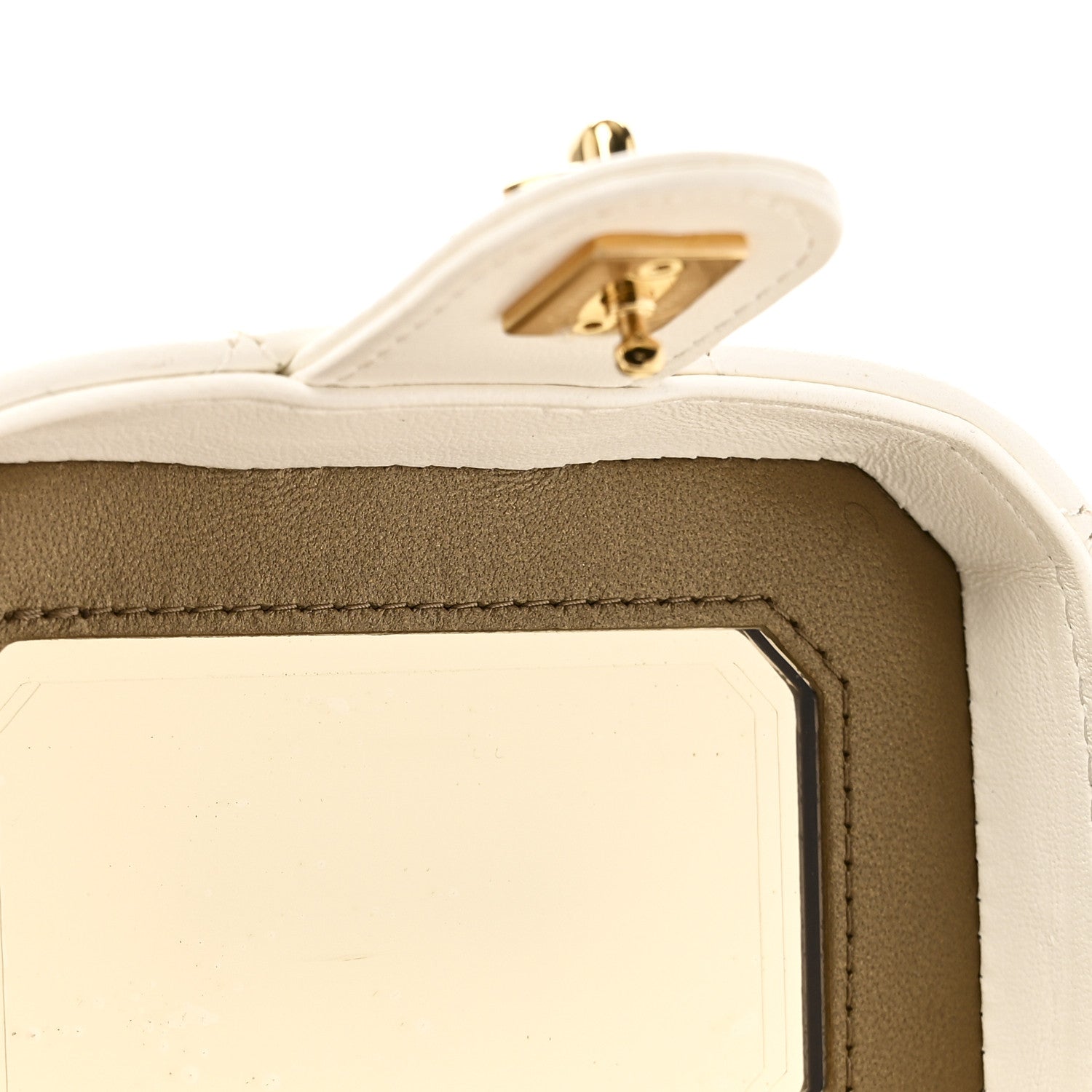 Chanel Lambskin Quilted Vanity Clutch With Chain White