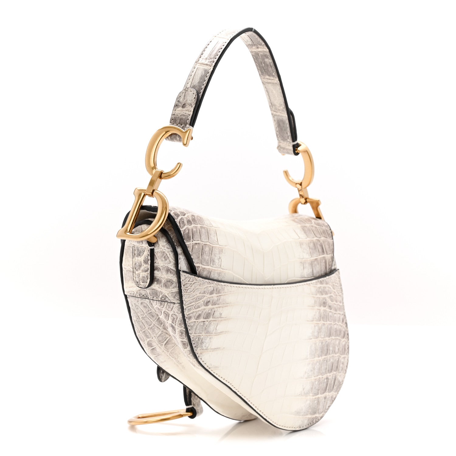 Christian Dior Niloticus Crocodile Himalaya Mini Saddle Bag Latte