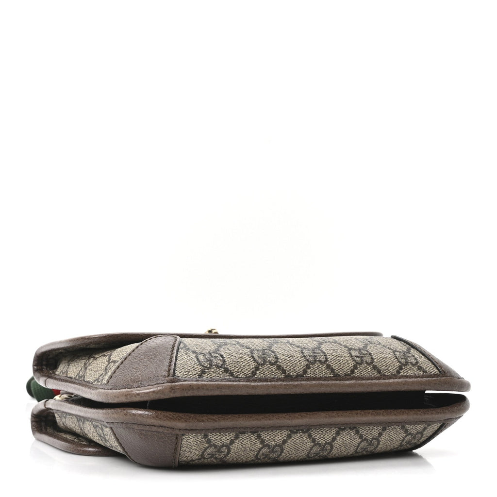 Gucci GG Supreme Monogram Web Small Neo Vintage Double Flap Messenger Bag Beige New Acero