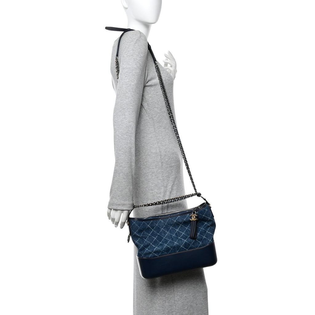 Chanel Denim Calfskin Medium Gabrielle Hobo Blue