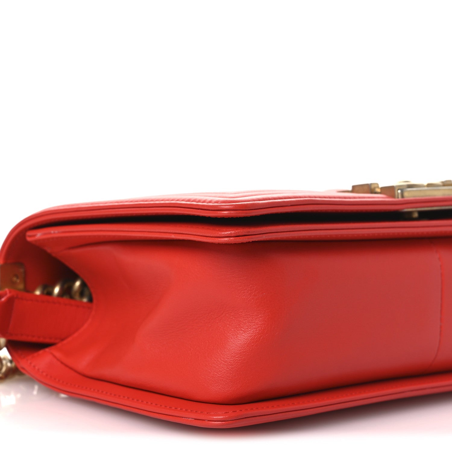 Chanel Calfskin Chevron Quilted Medium Boy Flap Red