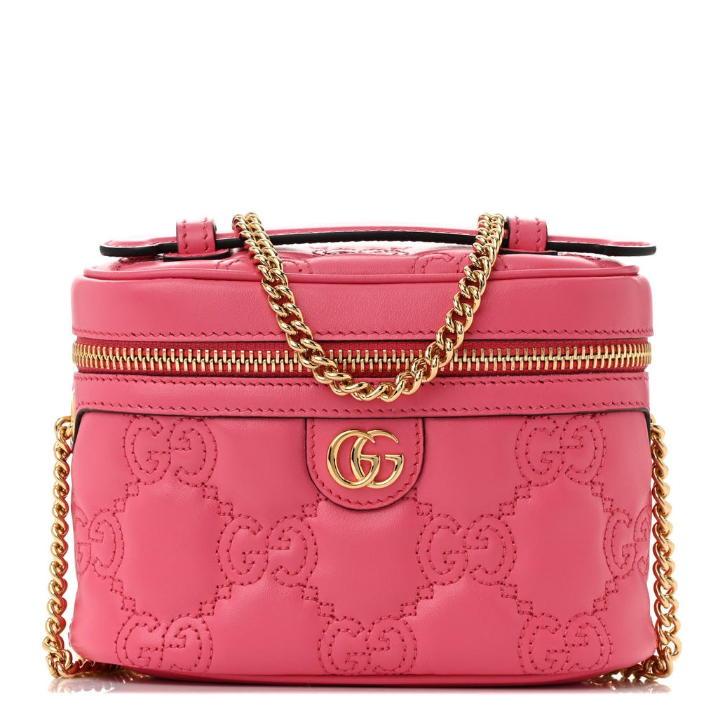 Gucci Calfskin GG Matelasse Mini Top Handle Bag Rhodamine Pink