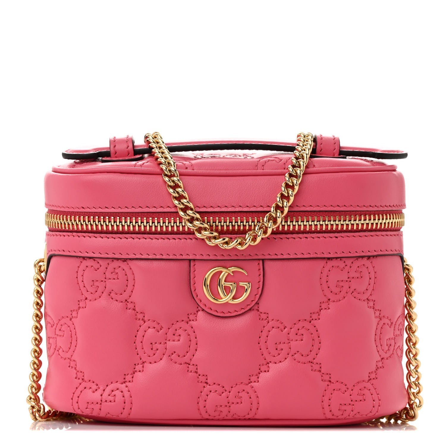 Gucci Calfskin GG Matelasse Mini Top Handle Bag Rhodamine Pink
