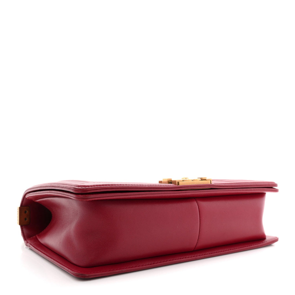 Chanel Lambskin Quilted New Medium Boy Flap Dark Red